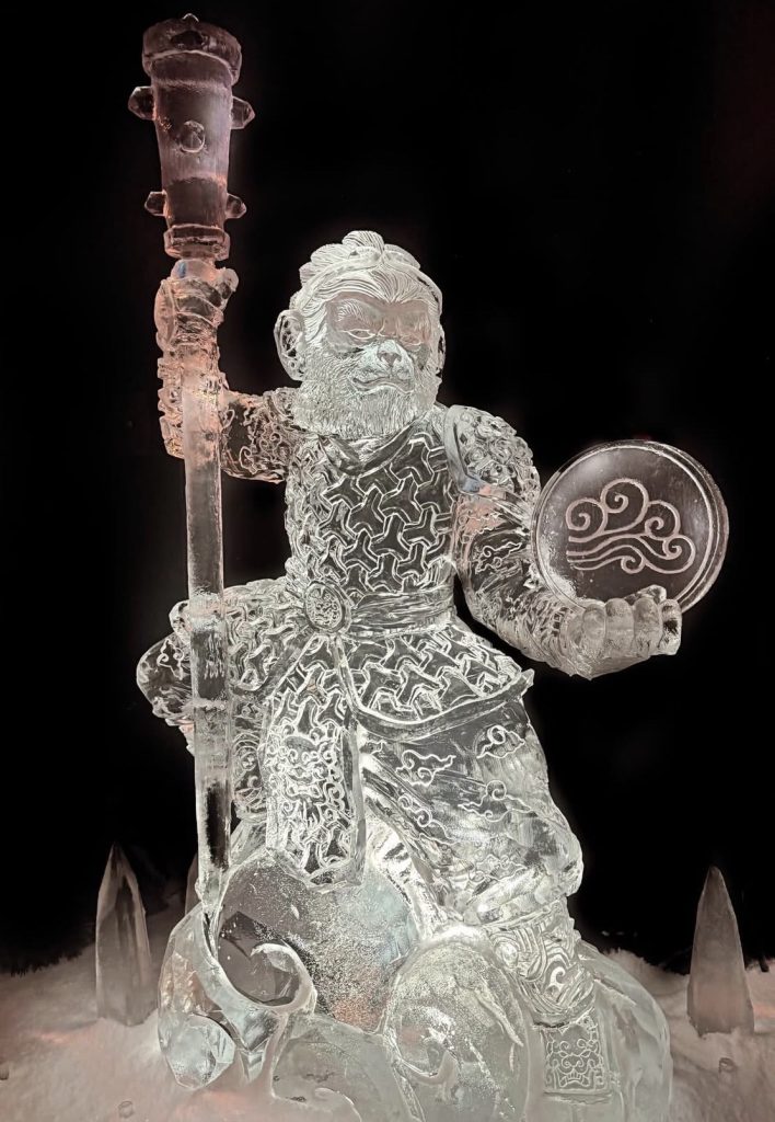 Ice statue of wu kong monkey